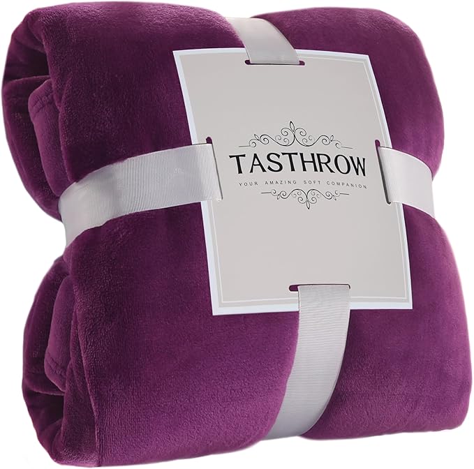 TASTHROW Purple Throw Blanket 60x80 Inches | Soft Plush Cozy Fleece Flannel Throw Blanket, Lightweight Warm Throws for Bed, Couch, Bedroom and Living Room, All Seasons