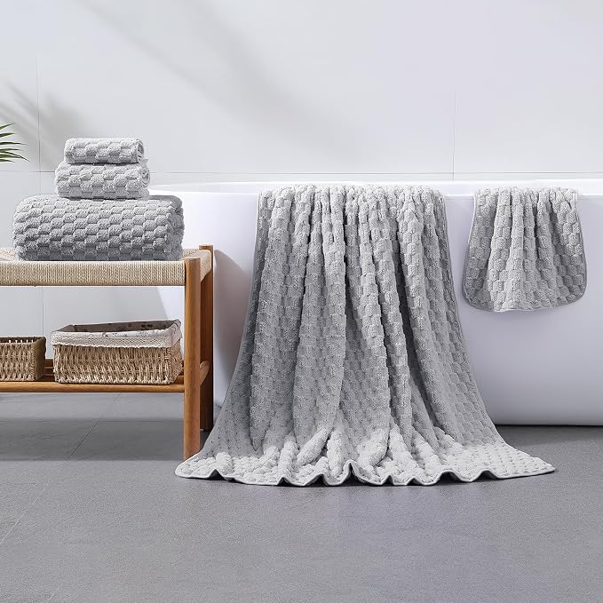 Extra Large Bath Towel Set of 6 (40"x80"),Oversized Bath Sheet Super Soft Highly Absorbent Microfibers Quick Dry Luxury Shower Towel for Bathroom Spa Gym Hotel Yoga (Grey, 6Piece)