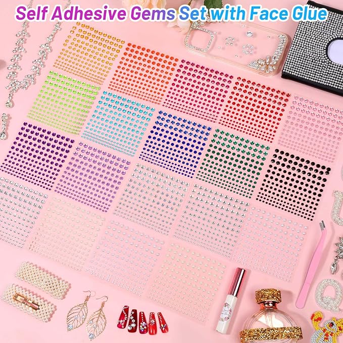 Cosplay Makeup Face Gems with Rhinestone Glue for SFX, Shynek Rhinestones Sticker for Eye Jewels Gems Body Skin Glue Spirit Adhesive for Eye Jewels Hair Costume Cosplay