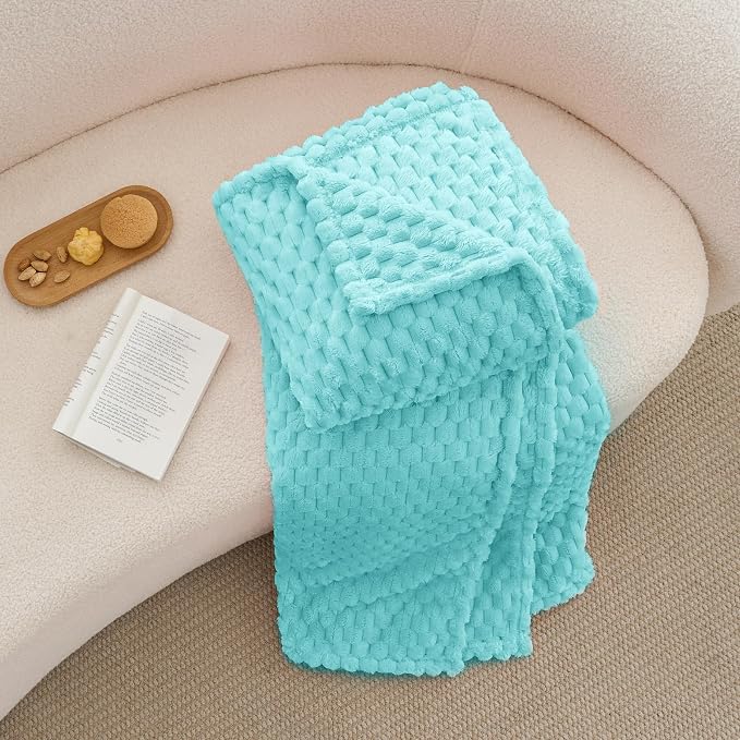 BEDELITE Aqua Throw Blanket for Couch, Soft Cozy Gifts for Women, 50 * 60 | 3D Jacquard Decorative Fleece Blanket, Super Soft Plush Throw, Cute Birthday Gift for Women & Men, Suitable for All Seasons