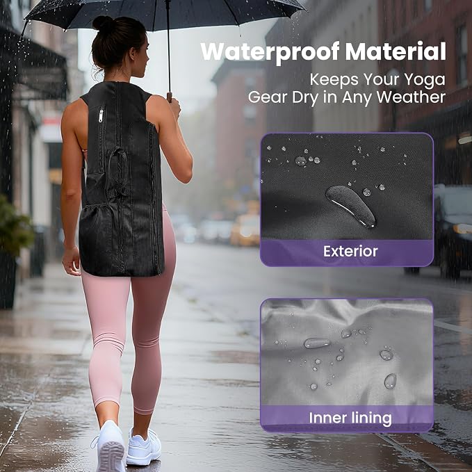 Yoga Mat Bag Backpack for Women and Men with Multi-Pockets for Mats Blocks and Accessories, Waterproof Yoga Mat Carrier Holder for Workouts, Gym, Pilates