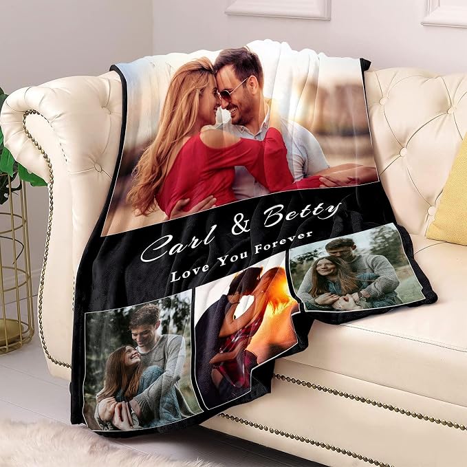 Custom Blanket with Picture Customized Boyfriend Girlfriend Couple Gifts Customized Photos Blankets Personalized I Love You Christmas Valentines Day Birthday Gifts for Men Women Wife Husband