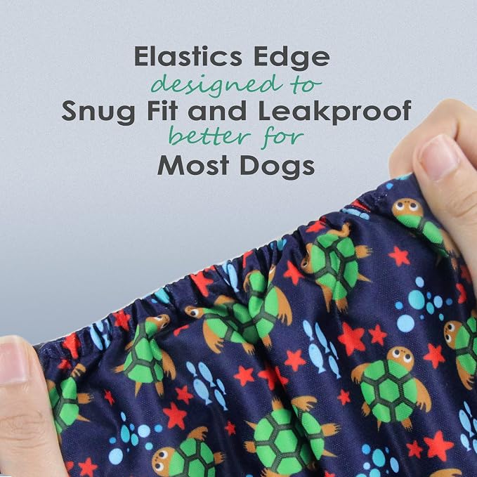 wegreeco Washable Male Dog Belly Band (Stylish Pattern)- Pack of 3 - Washable Male Dog Belly Wrap, Dog Diapers Male (Turtle, S)