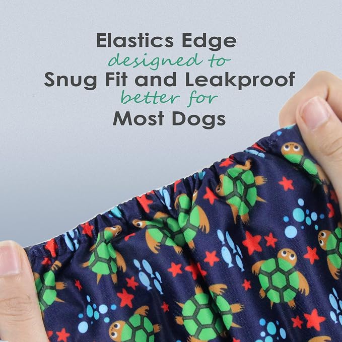 wegreeco Washable Dog Diapers - Washable Male Dog Belly Wrap - Pack of 3 (Turtle, X-Small)