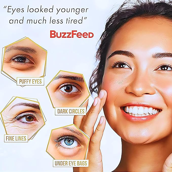 Under Eye Masks - Hydrating Eye Patches for Puffy Eyes & Wrinkles - Anti-Aging, Brightening, Vegan & Clean Beauty - Reduce Undereye Bags & Dark Circles for Women & Men - 20 Pairs (Gold)