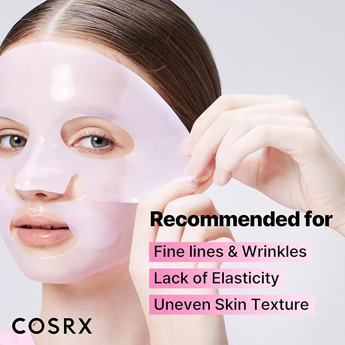 COSRX The Peptide Collagen Lifting Glow Hydrogel Face Masks Skincare 1 EA, Collagen Face Mask, Travel Essentials, Overnight Face Mask, Korean SkinCare