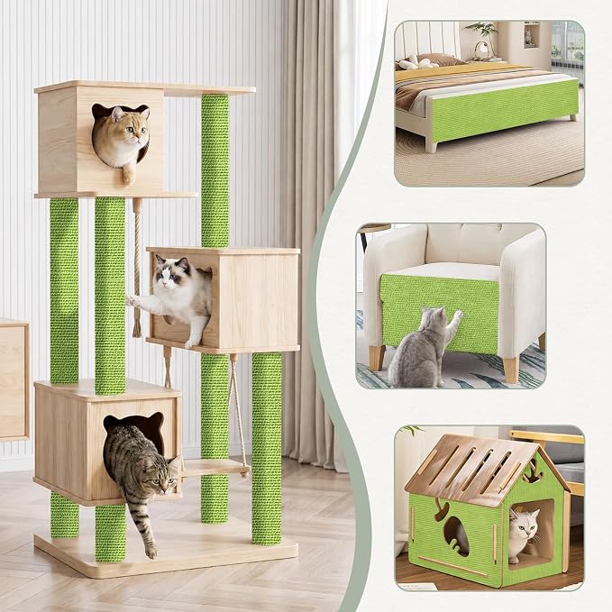 Cat Scratch Couch Furniture Protector from Cat Claws, Green, 39.3x15.8In | Heavy-Duty Cat Scratching Mat Pad for Sofa Corners, Walls, Doors-with 10 Pins