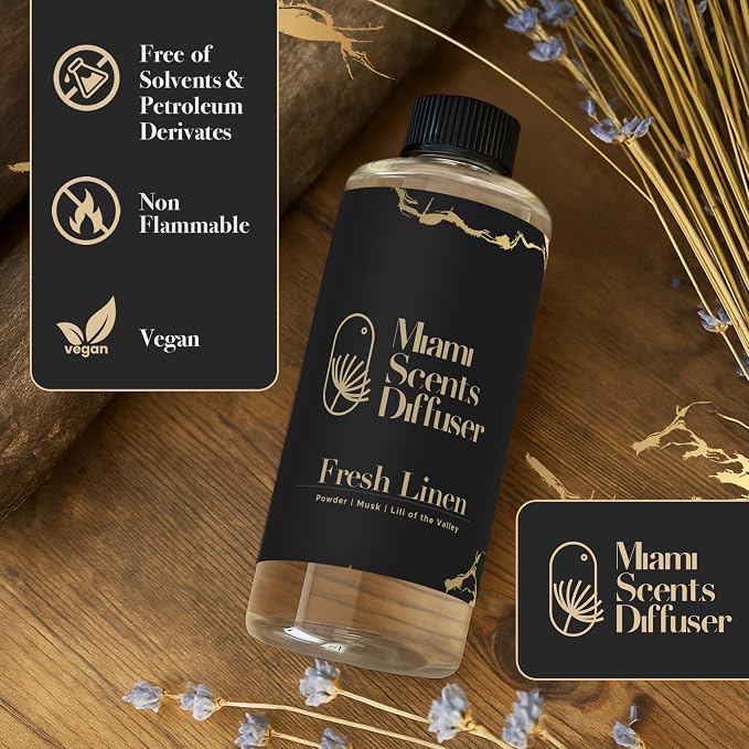 Pure Linen Breeze Essential Oil Refill Luxury Hotel Inspired, Long Lasting Aroma for Home & Office Diffuser, 500ml Fresh Blend of Powder Musk and Lily of The Valey, Scent for Spa Wellness Aromatherapy