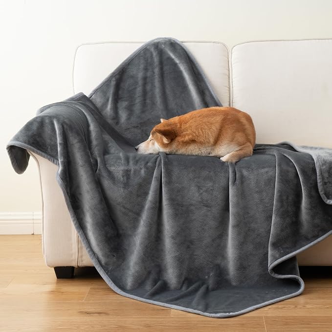 Waterproof Pet Blanket for Small Dogs and Cats | Reversible Flannel Fleece Throw Blanket for Sofa Couch Puppy Leakproof, Washable Furniture Protector 30"x40",Dark Grey