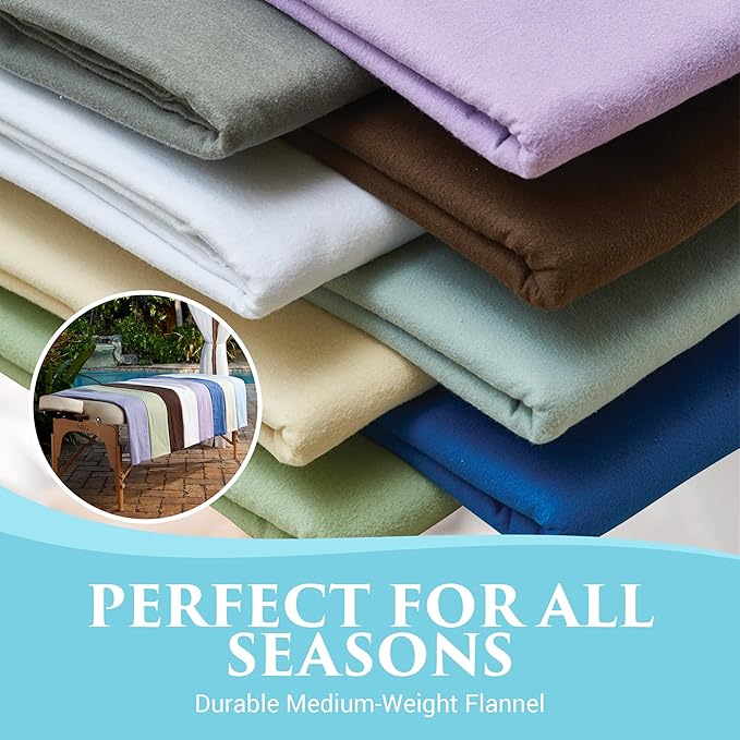 NRG Deluxe Flannel Flat Massage Sheet for Massage & Spa Table linens (Natural)