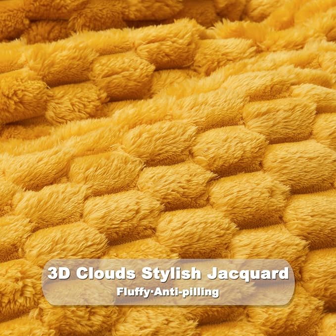 NEWCOSPLAY Fleece Clouds Cozy Throw Blanket for Couch, Yellow, 50"x60" | Premium Silky Flannel Blanket, Soft Lightweight Fluffy Throw Blanket for Bed Sofa Decor, Gift for All Season Use