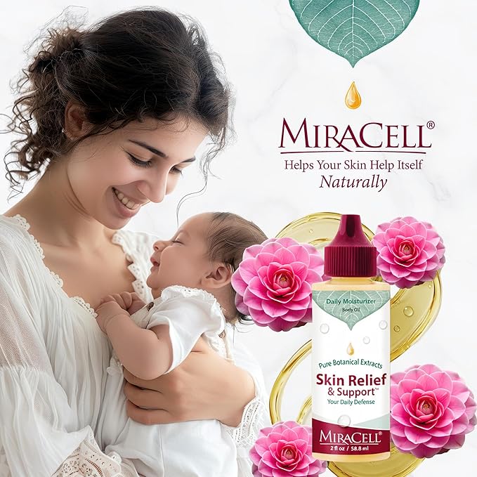 Miracell Skin Relief & Support Oil | Natural Moisturizer for Dry, Sensitive, or Irritated Skin | Soothes Cuts, Scrapes, Bug Bites, Sunburn, Chafing, Rough Hands, Cracked Cuticles & Windburn | 2 oz