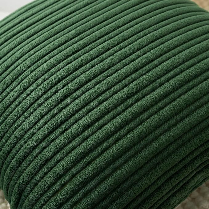 UGASA 12x20 Inch Lumbar Soft Throw Pillow Covers Striped Corduroy Decorative Both Sides Solid Rectangular Cushion Cases Boho Farmhouse for Couch Bedroom Sofa Home, Pack of 2, Christmas Green