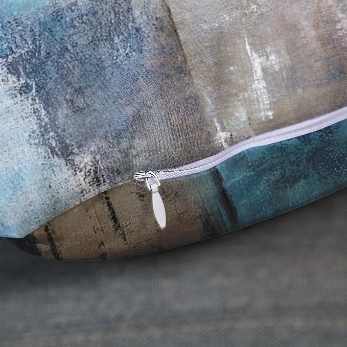 Throw Pillow Covers Set of 2, 16 x 16 Inch, Teal Grey | Abstract Modern Art Outdoor Decorative Square Pillow Cases Couch Cushion Case for Couch Bed Sofa Living Room Home Decor