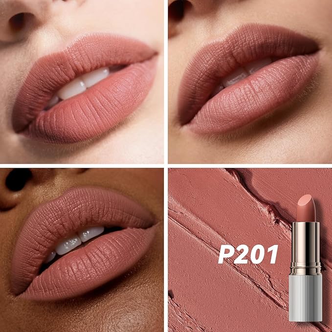 MAANGE Lipstick, Matte Lipstick Long Lasting Transfer-Proof Waterproof & Hydrating Lip Makeup, Full Coverage for a Nourishing Pout,1 Count-P201