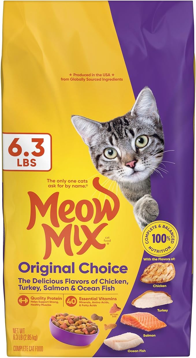 Meow Mix Original Choice Dry Cat Food, 6.3 Pound Bag (Pack of 2)