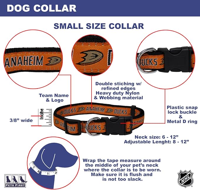 Pets First NHL Collar for Dogs & Cats. Adjustable, Cute, & Stylish! The Ultimate Hockey Fan Collar!