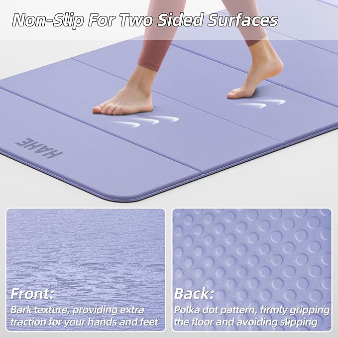 Foldable Yoga Mat,74"Lx32"Wx1/3"Thick,Folding Exercise Mat,Non-slip Wide Pilates Mats for Home Workout/Travel, Portable Yoga Mat Thick for Yoga/Pilates/Camping/Floor Exercises