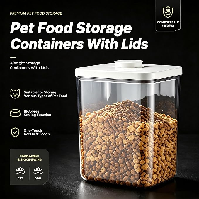 LivLab Mker Pet Food Storage Container With Lids & Cup