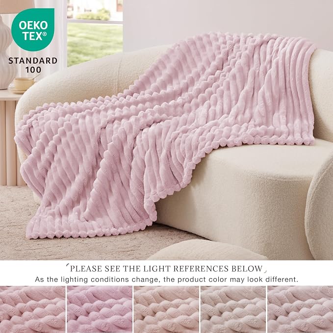 EXQ Home Gentle Soft Fleece Throw Blanket – Cozy Lightweight Blanket for Couch Bed – All-Season Warm Fuzzy Flannel Blanket for Women Mom Her – Gifts for Birthday(60"x80",Purplish Pink)