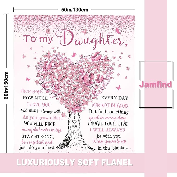 Daughter Birthday Gifts, Daughter Gifts from Mom, Birthday Gift for Daughters Blanket 60"x 50", Best Daughters Graduation Wedding Gift