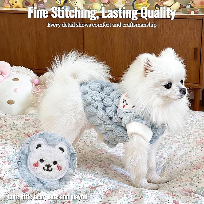 Dog Sweater for Small Dogs Puppy Cats Winter Warm Soft Pet Clothes Pullover Cute Extra Small Dog Apparel, Cat Sweaters for Cats Only Fit Chihuahua Yorkie (Blue, XL)