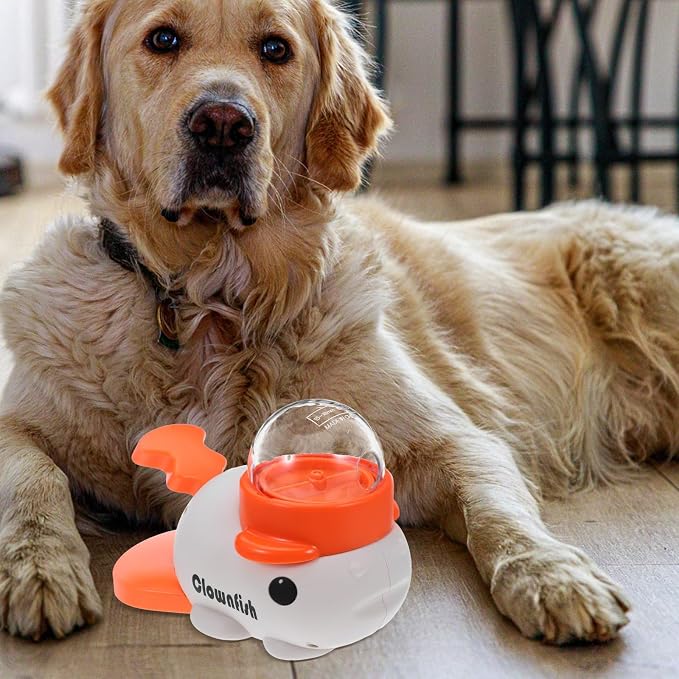 Interactive with Press and Rotate Design Whale Shaped Dog Treat Dispenser Slow Feeder Abs Material for Home and Travel