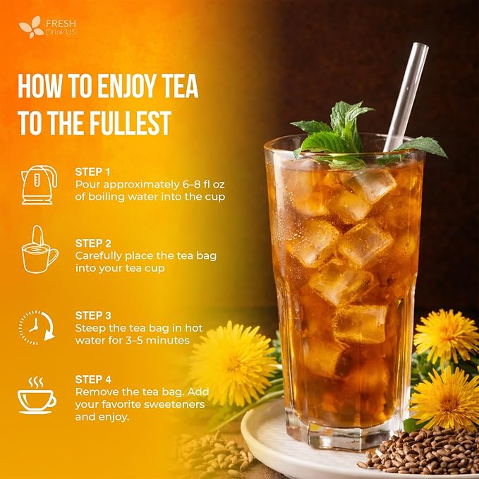 FreshDrinkUS, Premium Dandelion Milk Thistle Herbal Tea | 135 Tea Bags | Herbal Blend with Dandelion Root & Milk Thistle Seed – Clean Plant-Based Daily Tea, Naturally Caffeine Free. Sugar Free. Vegan