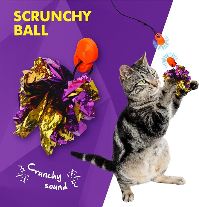 Cat Amazing Snatch Pack - 5 Magnetic Attachments for The Snatch Magnetic Wand Toy - Catnip Mouse, Rattle Snake, Crinkle Fish, Scrunchy Ball and Feather - Cat Teaser Toys - Really Catch!