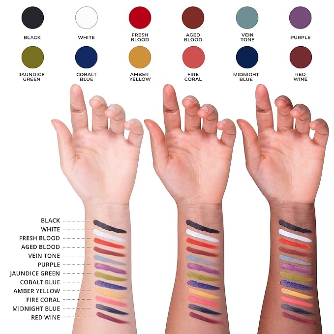 Narrative Cosmetics 12-Color Primary FX Cream Palette, Professional Quick Drying Waterproof SFX Makeup for the Stage, Film, Costumes, Cosplay