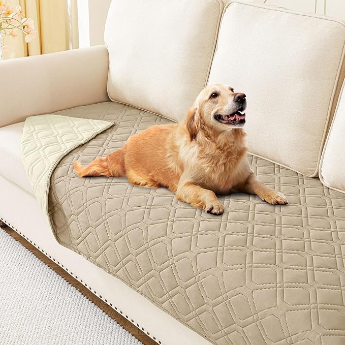 Waterproof Dog Bed Blanket - Soft Pet Blanket & Sofa Cover for Dogs | Reversible Washable Furniture Protector, Couch Covers for Pets (30x70 Inch, Taupe/Beige)
