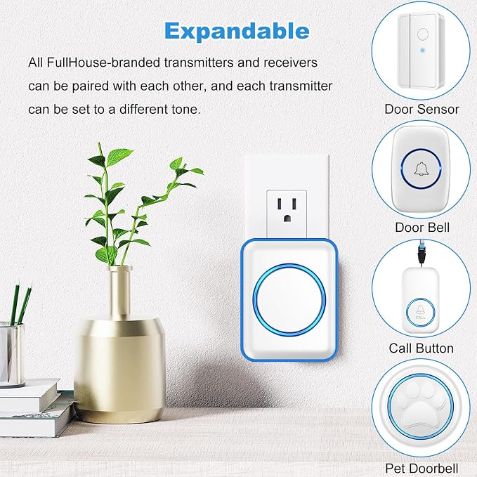 FullHouse Dog Doorbell for Potty Wireless Doggy Bell Training to Go Outside