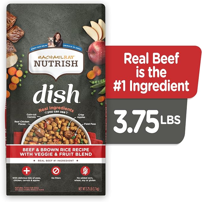 Nutrish Dish Dry Dog Food, Beef Recipe, 3.75 lb. Bag (Rachael Ray)