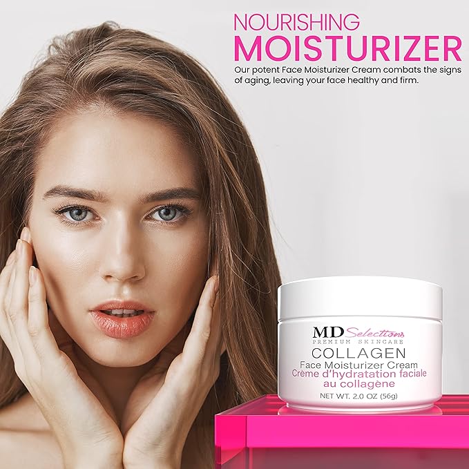 Collagen Facial Cream, Face Moisturizer Cream for Dry Skin Vegan Anti Aging Crème d' hydratation faciale au collagène, Collagen Face Cream, 2 fl oz