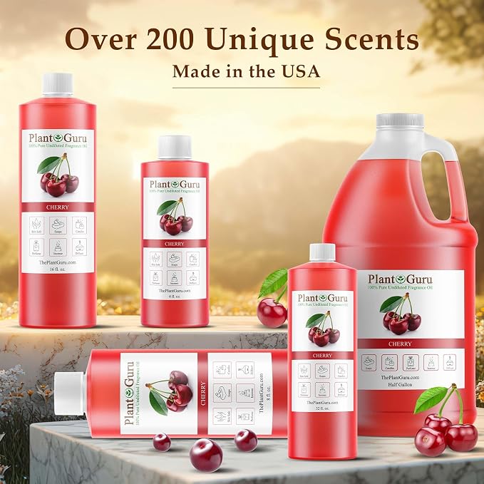 Cherry Fragrance Oil 8 fl. oz. Scented Oil for DIY Soap Making, Candles, Bath Bombs, Body Butters. Used in Aromatherapy Diffusers, Burners and Warmers. Great Addition to Lotions and Creams.