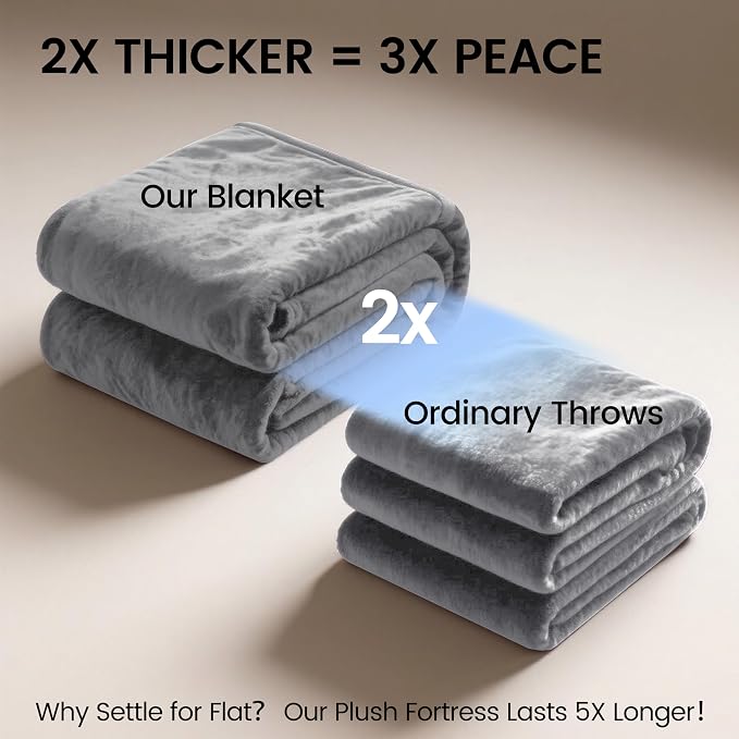 gogobunny Waterproof Blanket for Twin Bed, Warm Sherpa Fleece Throw, 60x80 | Reversible Dog Blanket for Large Dogs, Leak-proof and Stain-proof Furniture Protector, Washable, Noise Free, Grey