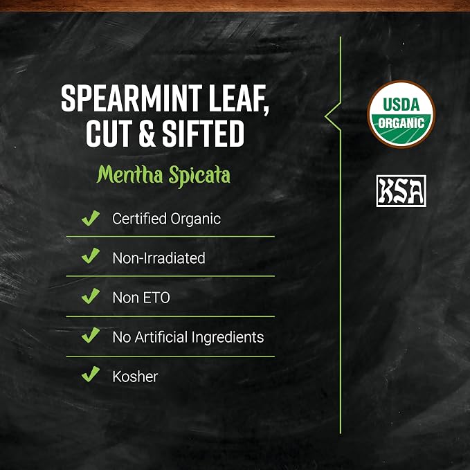 Frontier Co-op Organic Spearmint Leaf, 16 Oz, Bulk Bag - For Tea, DIY Body Care, Cooking, and Craft Cocktails