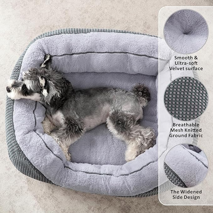 Dog Bed for Small Dogs - Washable, Orthopedic, Calming & Warming - Durable Pet Bed with Anti-Slip Bottom (25"x21"x8")