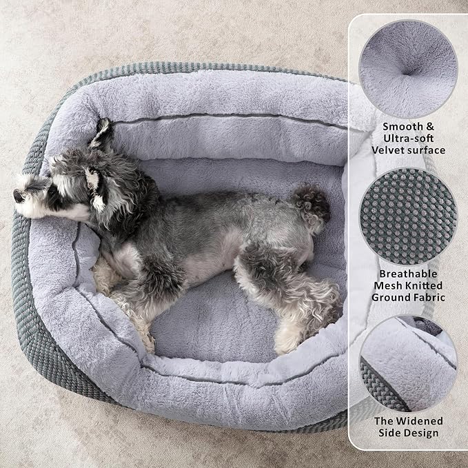 Large Dog Beds for Large Dogs Washable, Rectangle Dog Beds Large Sized Dog, Orthopedic Dog Bed, Warming Soft Sleeping Puppy Bed Durable Pet Bed with Anti-Slip Bottom L(35"x25"x10")