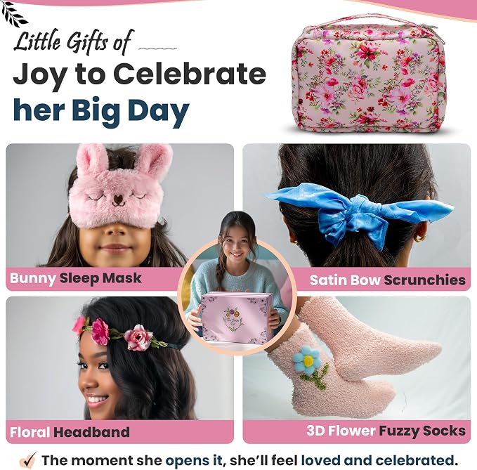 First Period Kit for Girls 9-12 | Puberty Kit for Tween Girls | Period Starter Kit with Pads, Wipes, Heating Pad, E-Book & More | First Period Gift Set for Daughter | 48 Pcs
