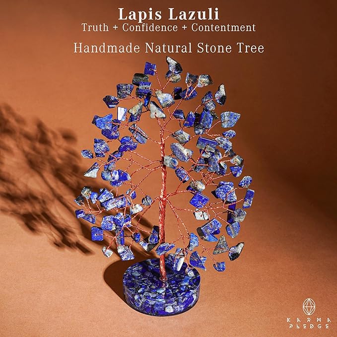 Lapis Lazuli Crystal Tree of Life Birthday Gifts for Women, Men, Friends, Handmade Chakra Healing Crystal Tree for Home Office Decor, Positivity, Good Luck, Money, Unique Gifts for Her Mom Sister, Dad