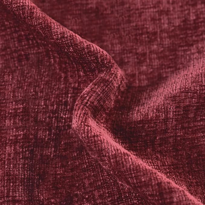 CaliTime Decorative Couch Throw Pillow Covers 24 X 24 Inches Burgundy | Pack of 2, Cozy Chenille Cushion Cases, Cotton Thread Stitching Edges, for Sofa Bed Living Room Farmhouse