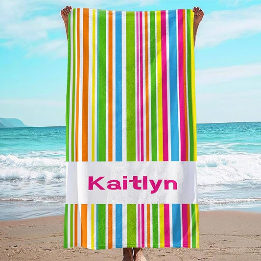 JML Custom Beach Towel with Name, Personalized Microfiber Beach Towel with Name, Large, Soft, Quick Dry & Absorbent for Swim, Pool,Adult,Summer Holiday,Vacation,Travel,Gift for Anniversary, Birthday