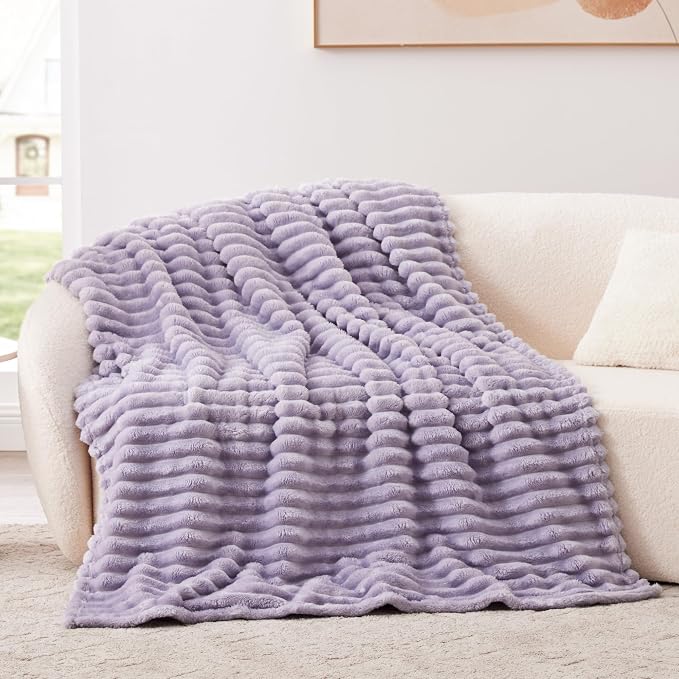 EXQ Home Gentle Soft Fleece Blanket Full Size– Cozy Lightweight Blanket for Couch Bed – All-Season Warm Fuzzy Flannel Blanket for Women Mom Her – Gifts for Birthday(84"x90",Light Purple)