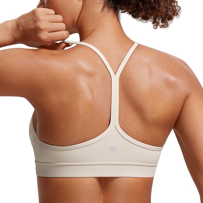 CRZ YOGA Butterluxe Y Back Sports Bras for Women - Padded Racerback Low Impact Spaghetti Thin Strap Workout Yoga Top