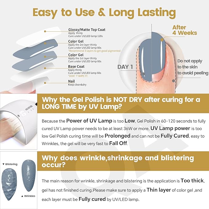 YTD Likomey Gray Blue Gel Nail Polish,15ml Salon Home DIY Manicure and Pedicure Fall Winter Soak Off UV Color Varnish,CS456