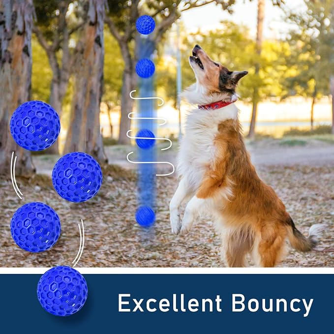 Indestructible Squeaky Dog Ball for Aggressive Chewers, Rubber Interactive Dog Toy for Teething, Relieving Anxiety. Chew Toy for Large, Medium Breeds, Outdoor & Indoor Ball.