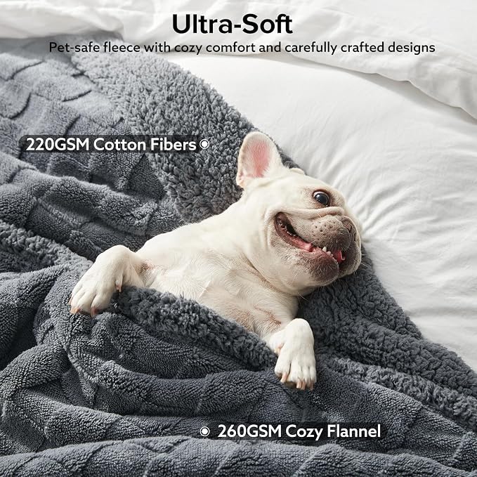 GASUR Waterproof Dog Blankets for Medium Small Dogs, Dog Blanket for Couch Bed, Fleece Pet Blanket for Furniture Sofa Protector, Soft Pet Throw Blankets for Crate Car Outdoor, Washable, 30"x40",Grey