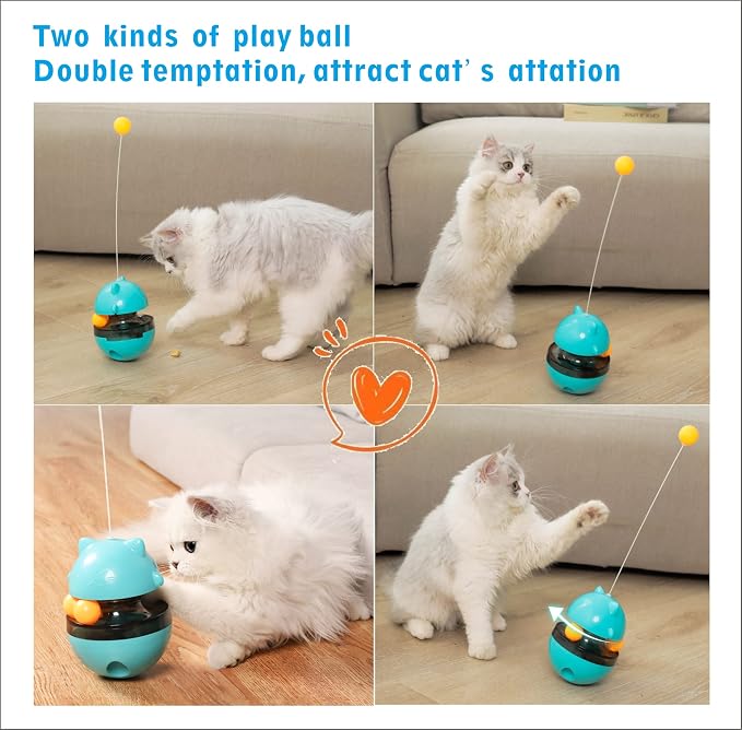 Cat Treat Dispenser Tumbler Interactive Puzzle Feeder, Cat Snacks Temptations Ball Food Puzzle Toy