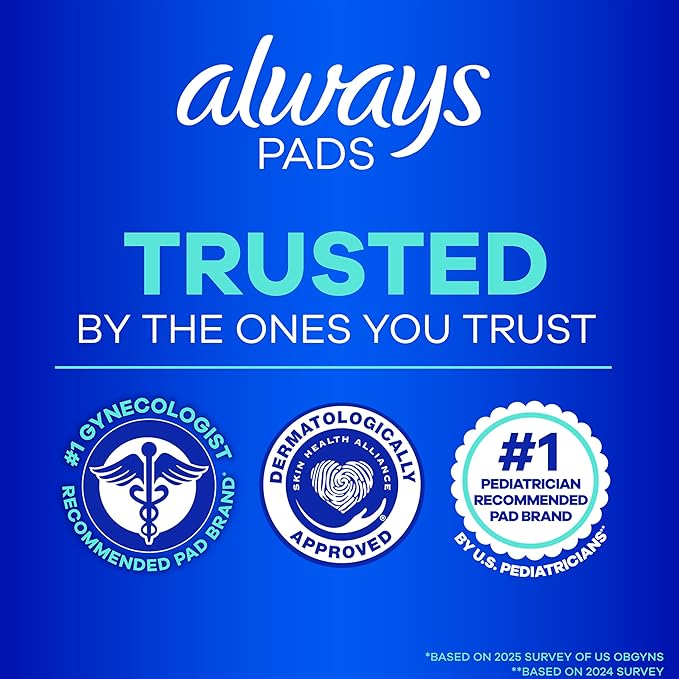 Always Ultra Thin Feminine Pads with Wings for Women, Size 3, Extra Long Super Absorbency, Unscented, Up to 100% Leak-Free Protection, 84 Count Total